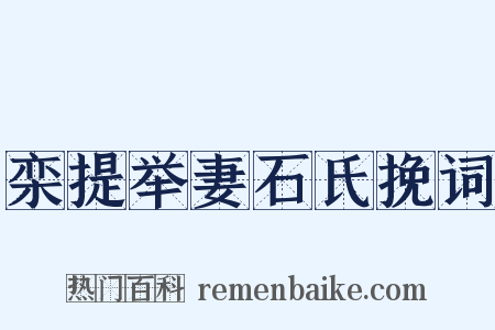 栾提举妻石氏挽词是什么意思的图片